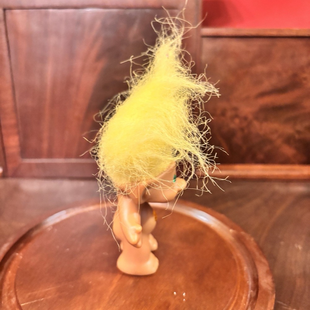 Vintage‎ Ace Novelty Treasure 3" Troll Doll Yellow Hair Belly Gem - Picture 5 of 5